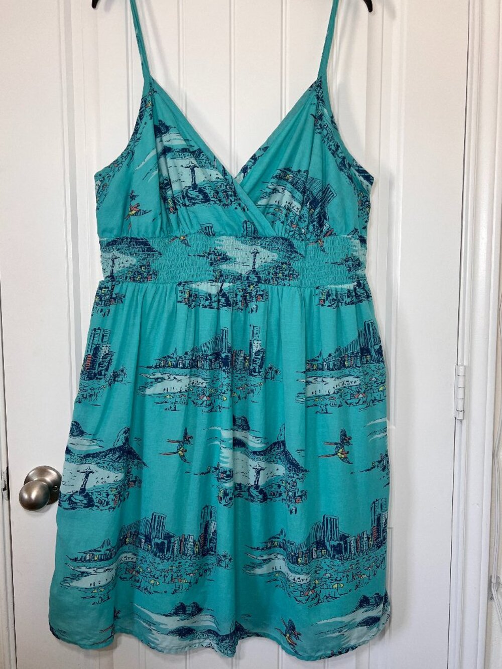 Lane Bryant Rio de Janeiro Graphic Print Midi Maxi Dress Blue Cotton Viscose 18